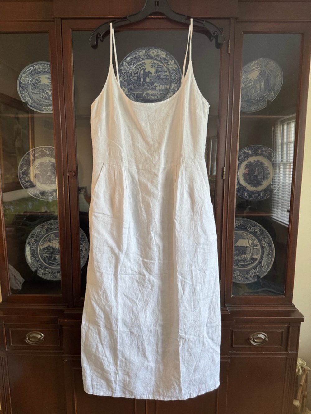 White Linen midi Dress